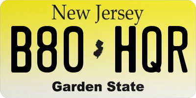 NJ license plate B80HQR