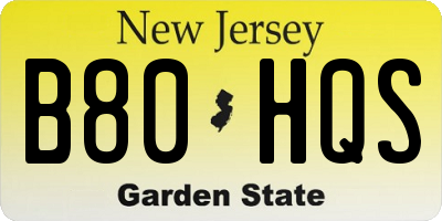 NJ license plate B80HQS
