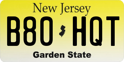 NJ license plate B80HQT