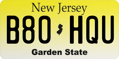 NJ license plate B80HQU