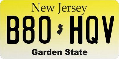 NJ license plate B80HQV