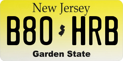 NJ license plate B80HRB