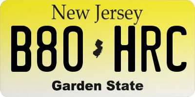 NJ license plate B80HRC