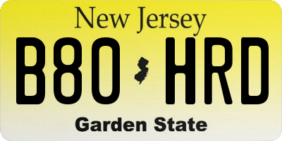 NJ license plate B80HRD