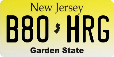 NJ license plate B80HRG