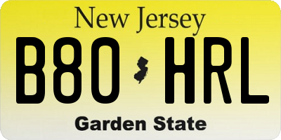 NJ license plate B80HRL