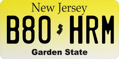 NJ license plate B80HRM