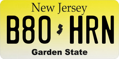 NJ license plate B80HRN