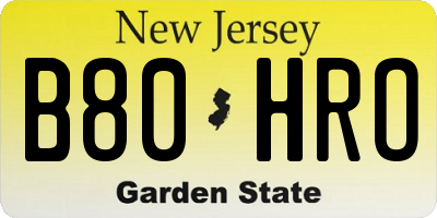 NJ license plate B80HRO