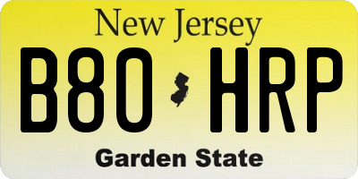 NJ license plate B80HRP