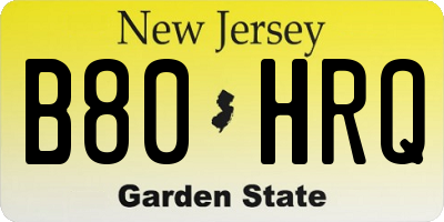 NJ license plate B80HRQ
