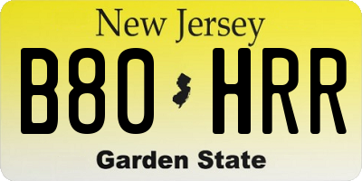 NJ license plate B80HRR
