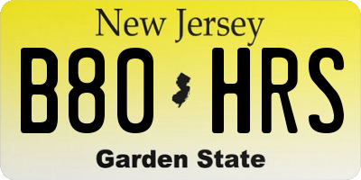 NJ license plate B80HRS