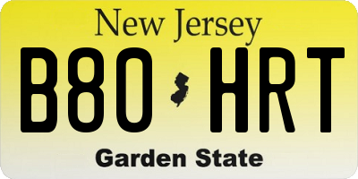 NJ license plate B80HRT