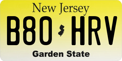NJ license plate B80HRV
