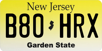 NJ license plate B80HRX
