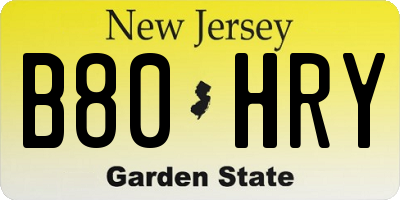 NJ license plate B80HRY