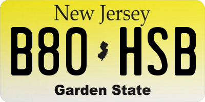 NJ license plate B80HSB
