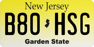 NJ license plate B80HSG