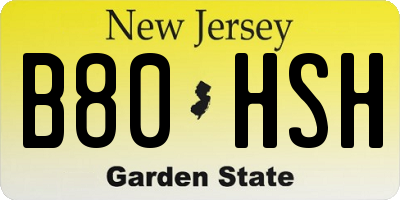 NJ license plate B80HSH