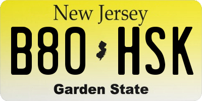 NJ license plate B80HSK