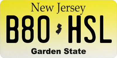 NJ license plate B80HSL