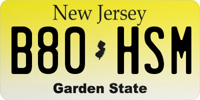 NJ license plate B80HSM