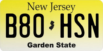 NJ license plate B80HSN