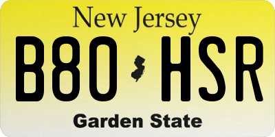 NJ license plate B80HSR