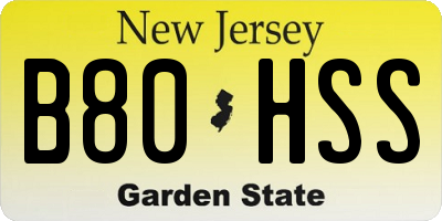 NJ license plate B80HSS