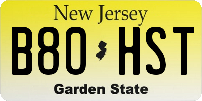 NJ license plate B80HST