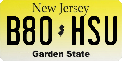 NJ license plate B80HSU