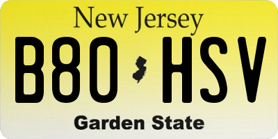 NJ license plate B80HSV