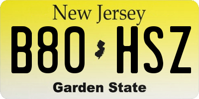 NJ license plate B80HSZ