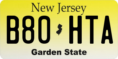 NJ license plate B80HTA