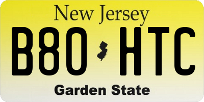 NJ license plate B80HTC
