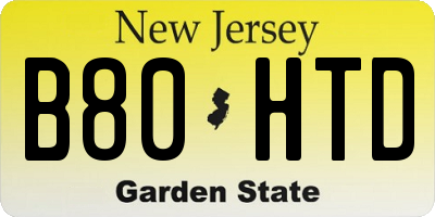 NJ license plate B80HTD