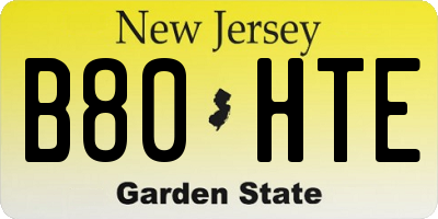 NJ license plate B80HTE