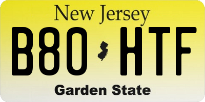 NJ license plate B80HTF