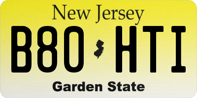 NJ license plate B80HTI