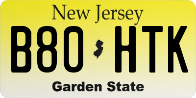NJ license plate B80HTK