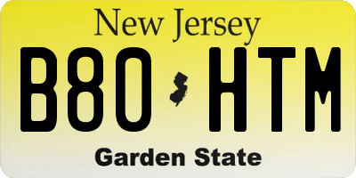 NJ license plate B80HTM