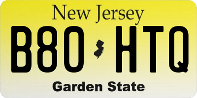 NJ license plate B80HTQ