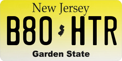 NJ license plate B80HTR