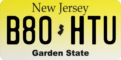 NJ license plate B80HTU