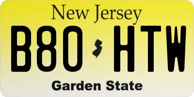 NJ license plate B80HTW