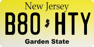 NJ license plate B80HTY