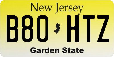 NJ license plate B80HTZ