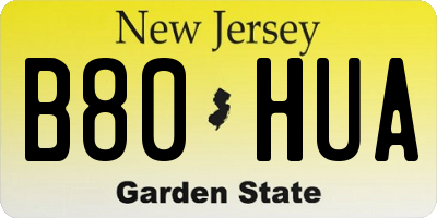 NJ license plate B80HUA
