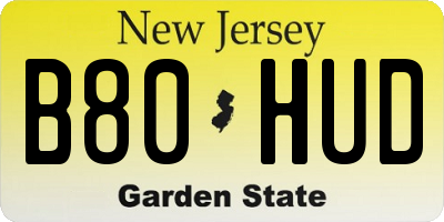 NJ license plate B80HUD